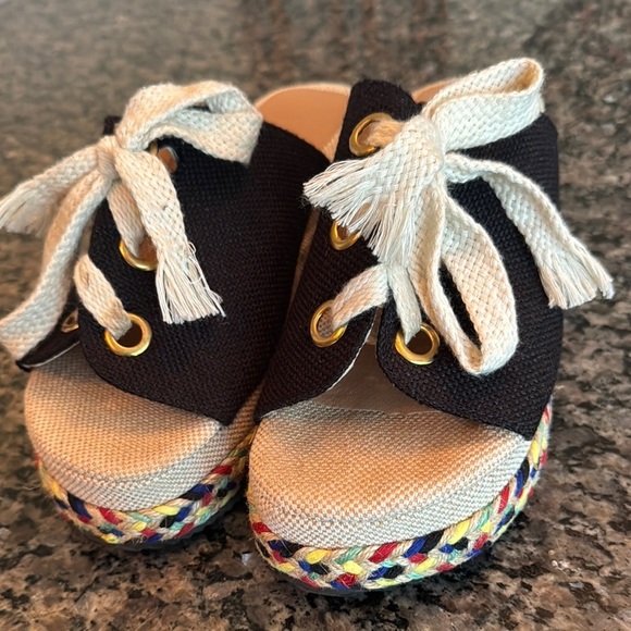 Black and Cream Espadrille Platform Shoes 8.5 - Picture 10 of 13